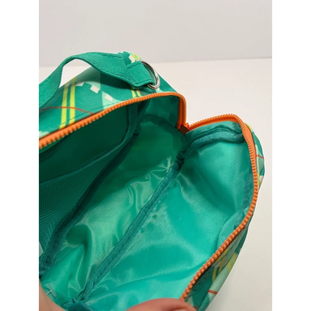 Bubble Skincare Green Argyle Plaid Makeup‎ Bag Toiletry Pouch Crossbody Strap